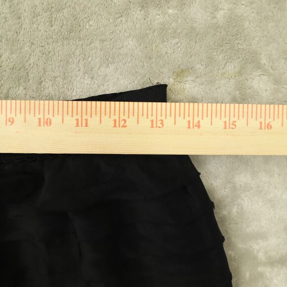 BCBG Max Azria Women's Black Silk Chiffon Ruffle Beaded Mini Skirt size XS NWT - Picture 6 of 11